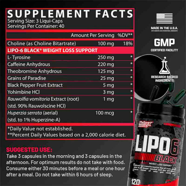 TERMOGENICO INTENSO NUTREX LIPO 6 BLACK 120 CAPS - Image 2