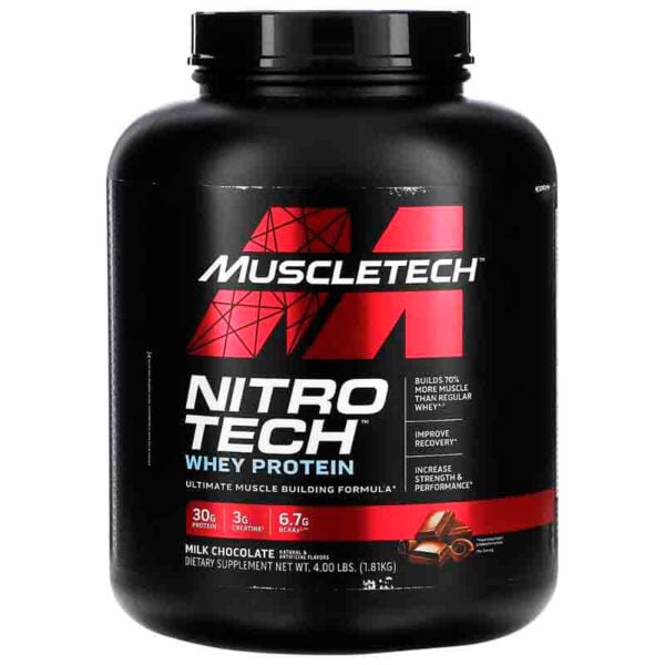 PROTEINA DE SUERO CON CREATINA MUSCLETECH NITROTECH WHEY PROTEIN 4 LB