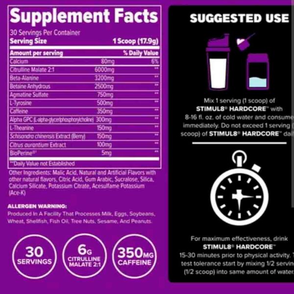 FINAFLEX STIMUL8 HARDCORE EXTREME PRE-ENTRENO 30 SERV - Image 2