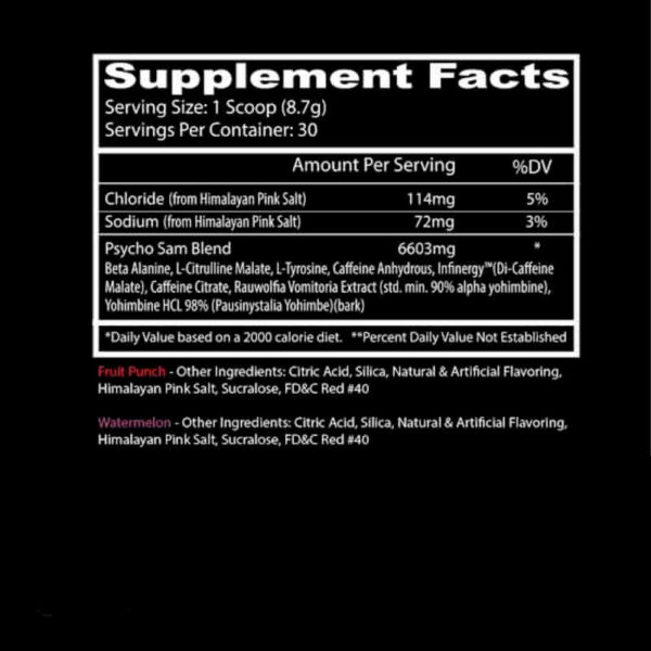 INSANE LABZ PSYCHO SAM PRE-ENTRENAMIENTO HARDCORE 30 SERV - Image 2