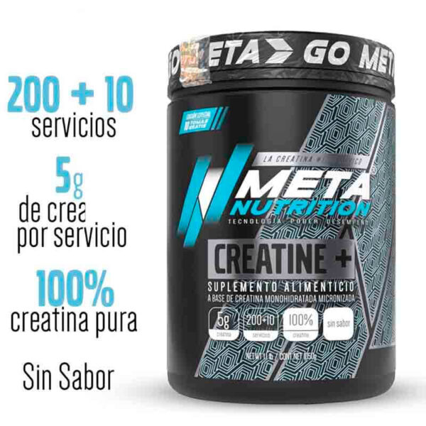 META NUTRITION CREATINE+(CREATINA MONOHIDRATADA) 1 KG/200 SERV - Image 2