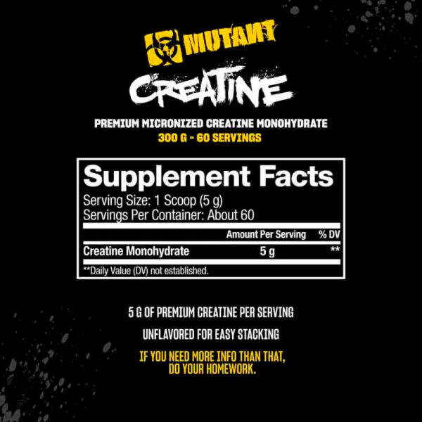 MUTANT CREATINA MONOHIDRATADA PREMIUM 300 GR/60 SERV - Image 2
